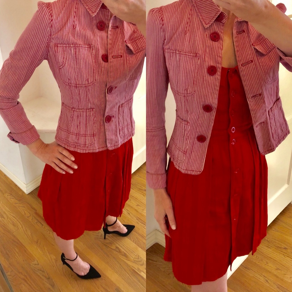 Marc Jacobs Red and White Cotton Jacket